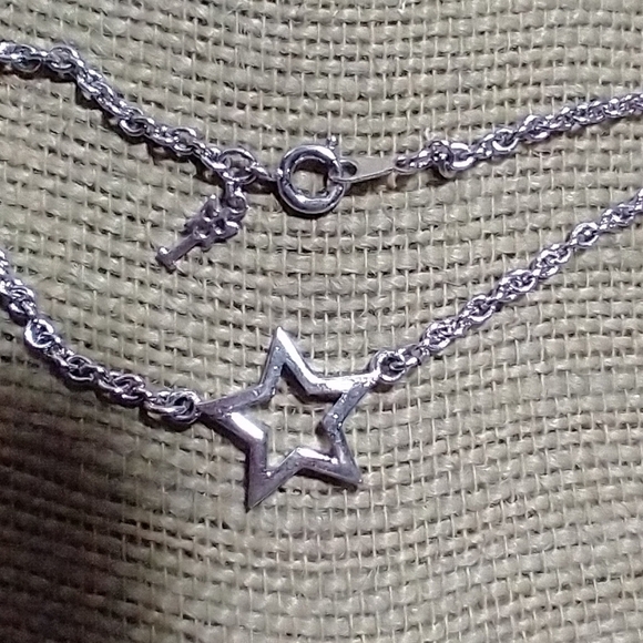 Silver Star Pendant Chain Necklace vintage - Picture 3 of 4